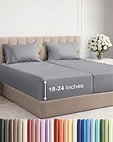 Vista 134 de Juego de sábanas Queen de bolsillo extra profundo, sábanas transpirables y refrescantes de 4 piezas, juego de sábanas de lujo de hotel, ultra suave