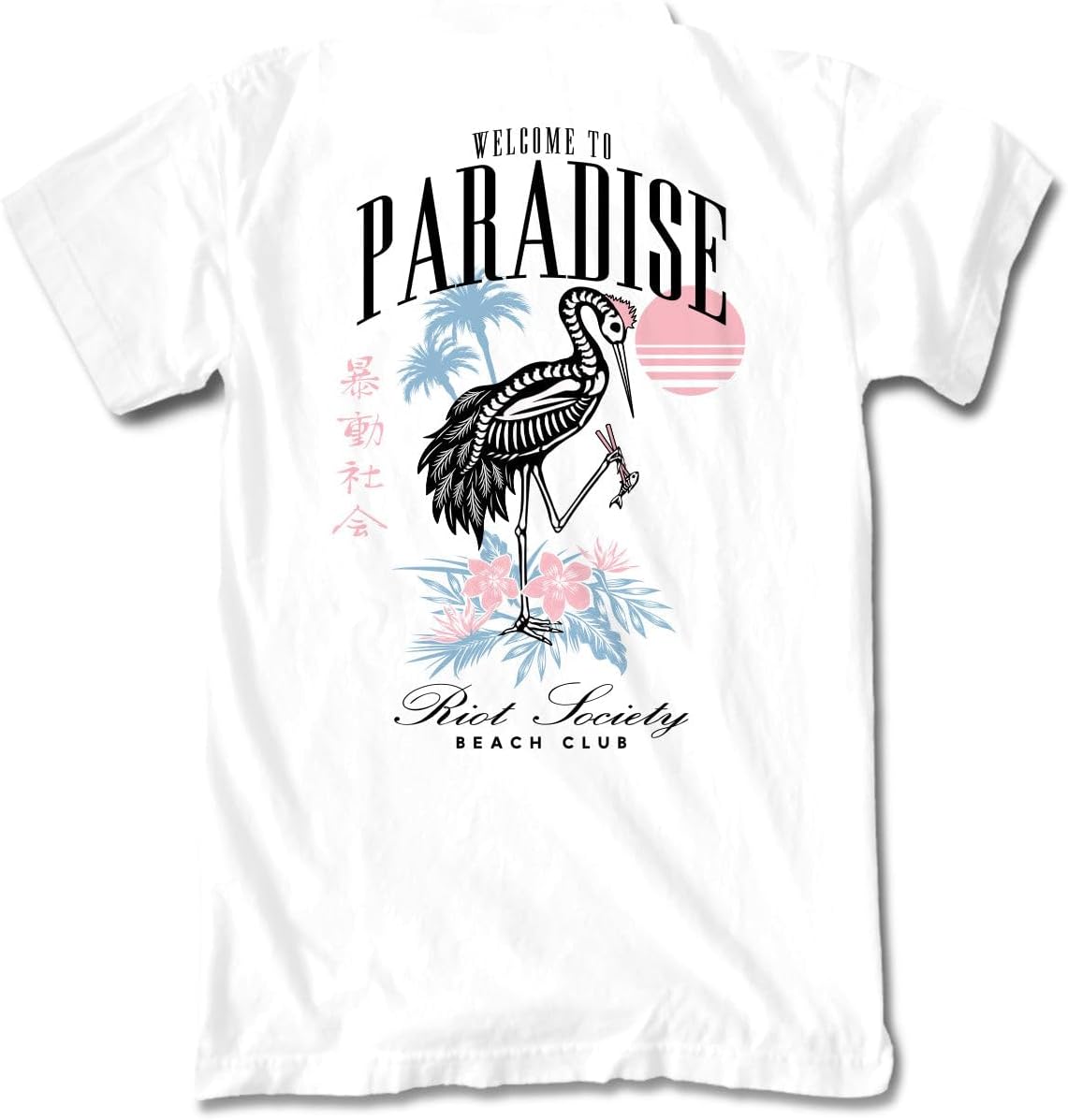 Skeleton Crane Welcome to Paradise Beach Club (White)