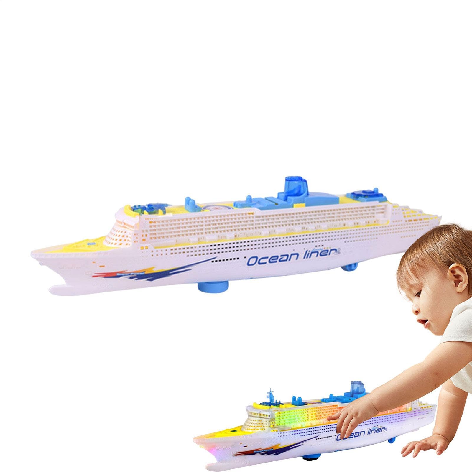 Giocattolo elettrico per nave da crociera - Modello di transatlantico a LED lampeggiante in ABS, barca a ruota universale, giocattolo interattivo educativo | Premi per l'aula perfetta Regalo di comple