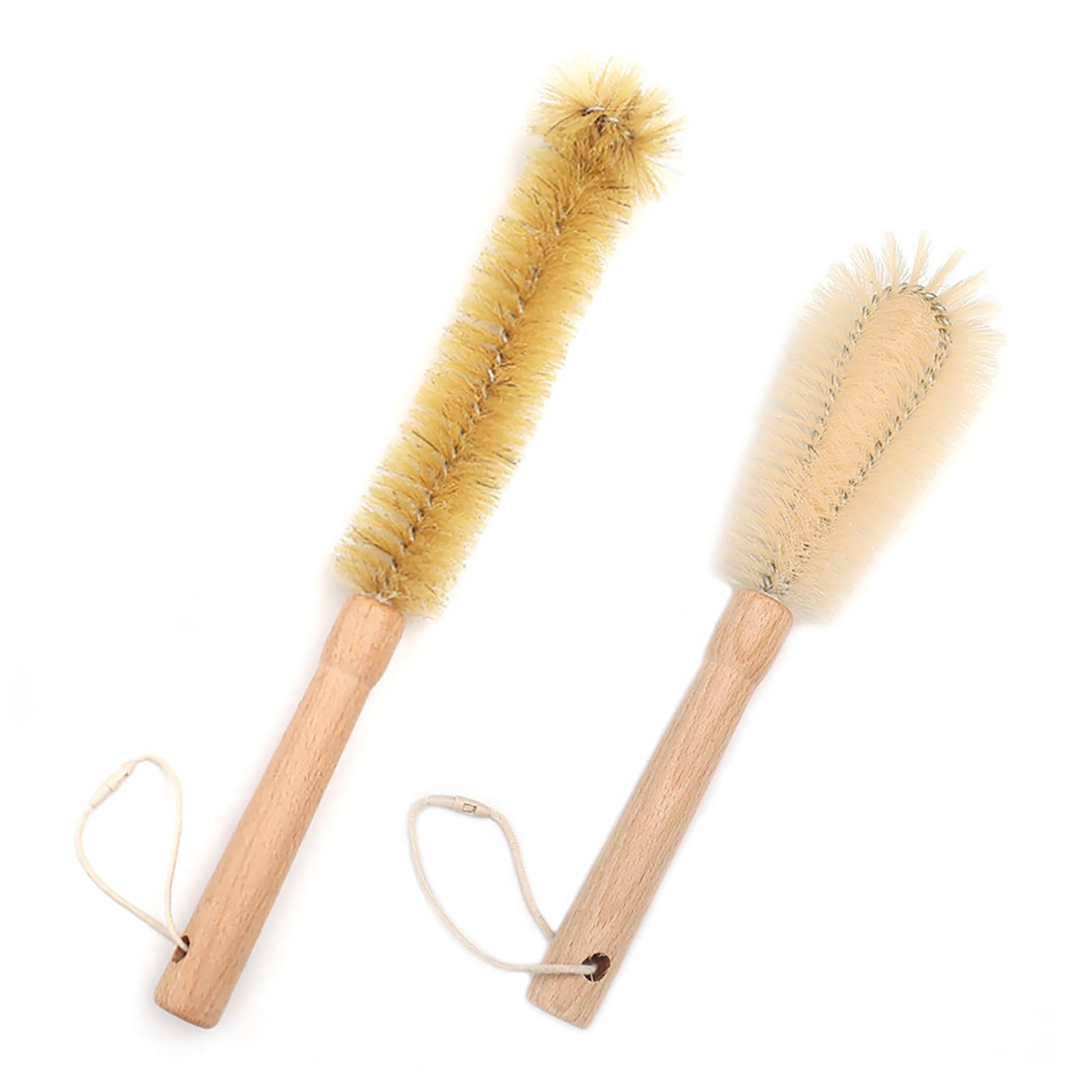 UPTALY 1 pcs 32cm/13'' Bristle Bottle Brush, 1 pcs 26cm/10'' Nylon Dish Brush, with Beech Wood Handle, Slim Bottle Brush, Kitchen Cleaning Brush, for Water Jag, Cup, Jar, Sink, Tumbler, Dish, Pan โ image 1