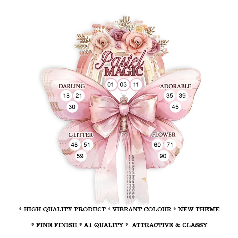 Pink Butterfly Tambola Tickets - Party Game Fun -5