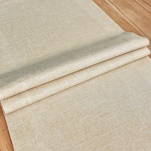 NEWISHER Farmhouse Rustic Table Runner Solid Beige Rectangular Table Runners Faux Linen Table Runner for Everyday Use Kitchen Dining Party Table 13x36 Inch by NEWISHER - Image 5