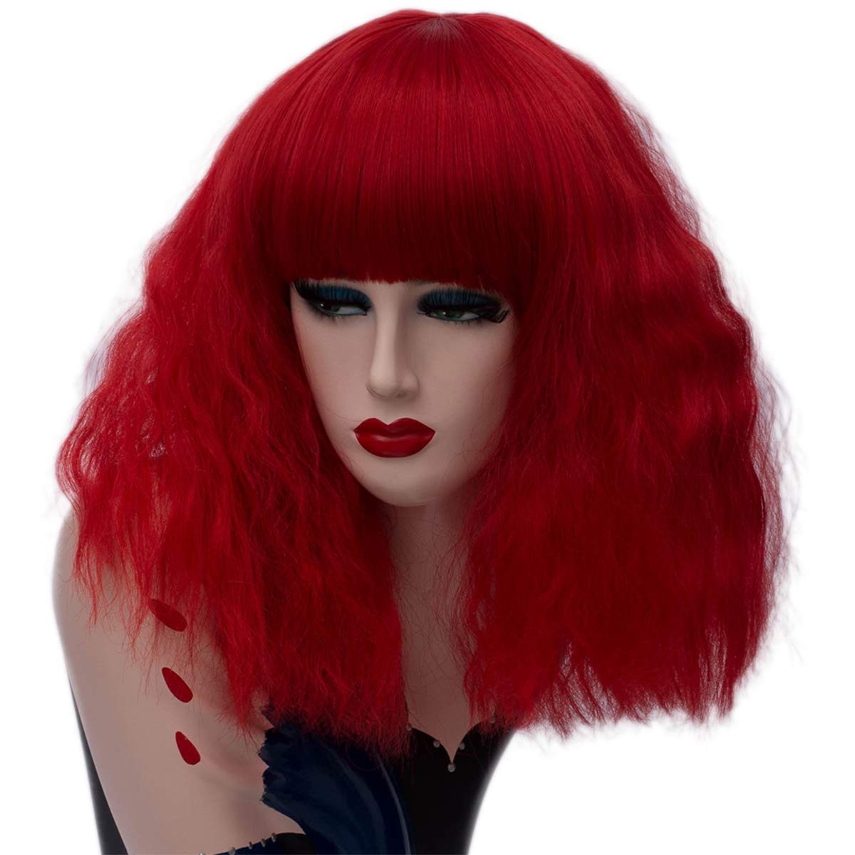 Ruina Short Red Wigs for Women Costume Wigs Fluffy Curly