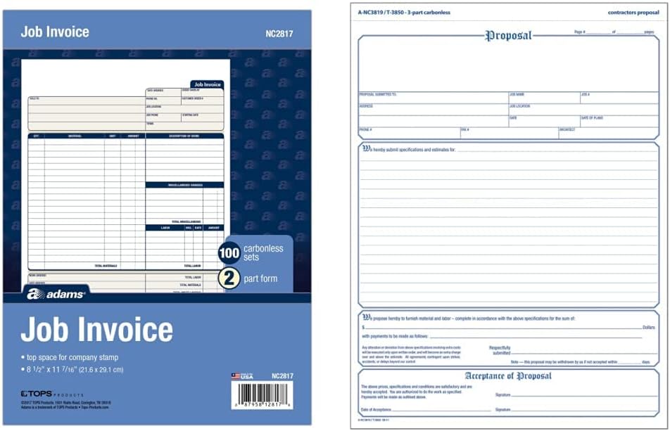 Amazon.com : Adams Job Invoice Forms, 2-Part Carbonless, for Service ...