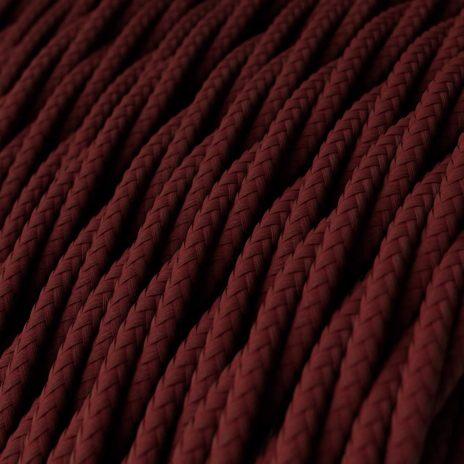 Creative-Cables L'originale cavo elettrico rivestito in tessuto 3 x 0,75 mm² (10 m, Bordeaux TM19) – Trecciato, effetto seta – Sicurezza certificata, made in Italy