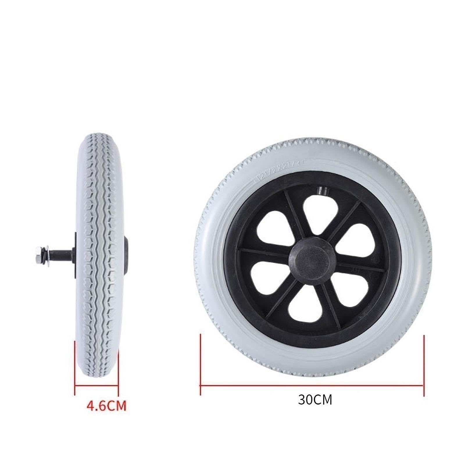 Qianly 2 Neumáticos Macizos para Silla de Ruedas, Rueda Delantera de 12 Pulgadas, Accesorio de Repuesto para Sillas de Ruedas, Gris