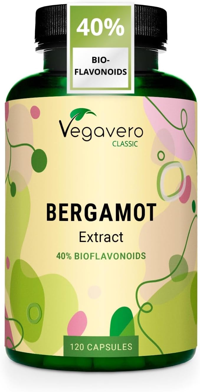 Vegavero Bergamot Supplement | 1250 mg Extract (15:1) | 120 Capsules (2 Months Supply) | 40% BIOFLAVONOIDS | Citrus Bergamia | NO Additives, Lab-Tested | Vegan