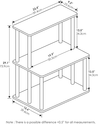 Miniatura 3 de Furinno Turn-N-Tube - Estante de almacenamiento de cocina sin herramientas de 3 niveles, americanonegro