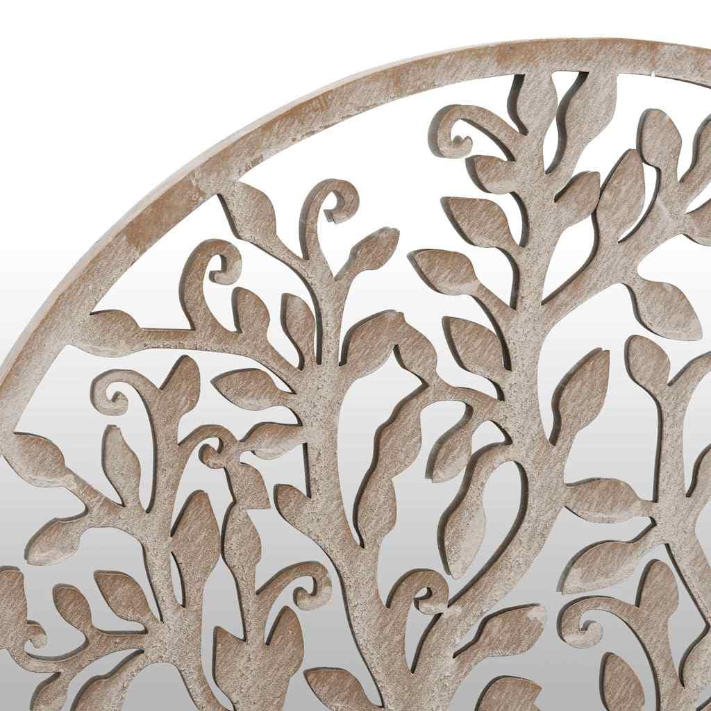 Miroir de jardin rond en fer - 60 x 2,5 cm - Sable - Miroir décoratif pour