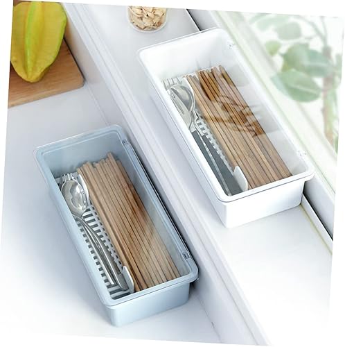 Miniatura 2 de Angoily Caja de palillos Caja de drenaje Cajas de almacenamiento para organizar con tapa, bandeja de plástico para servir vajilla, bandeja