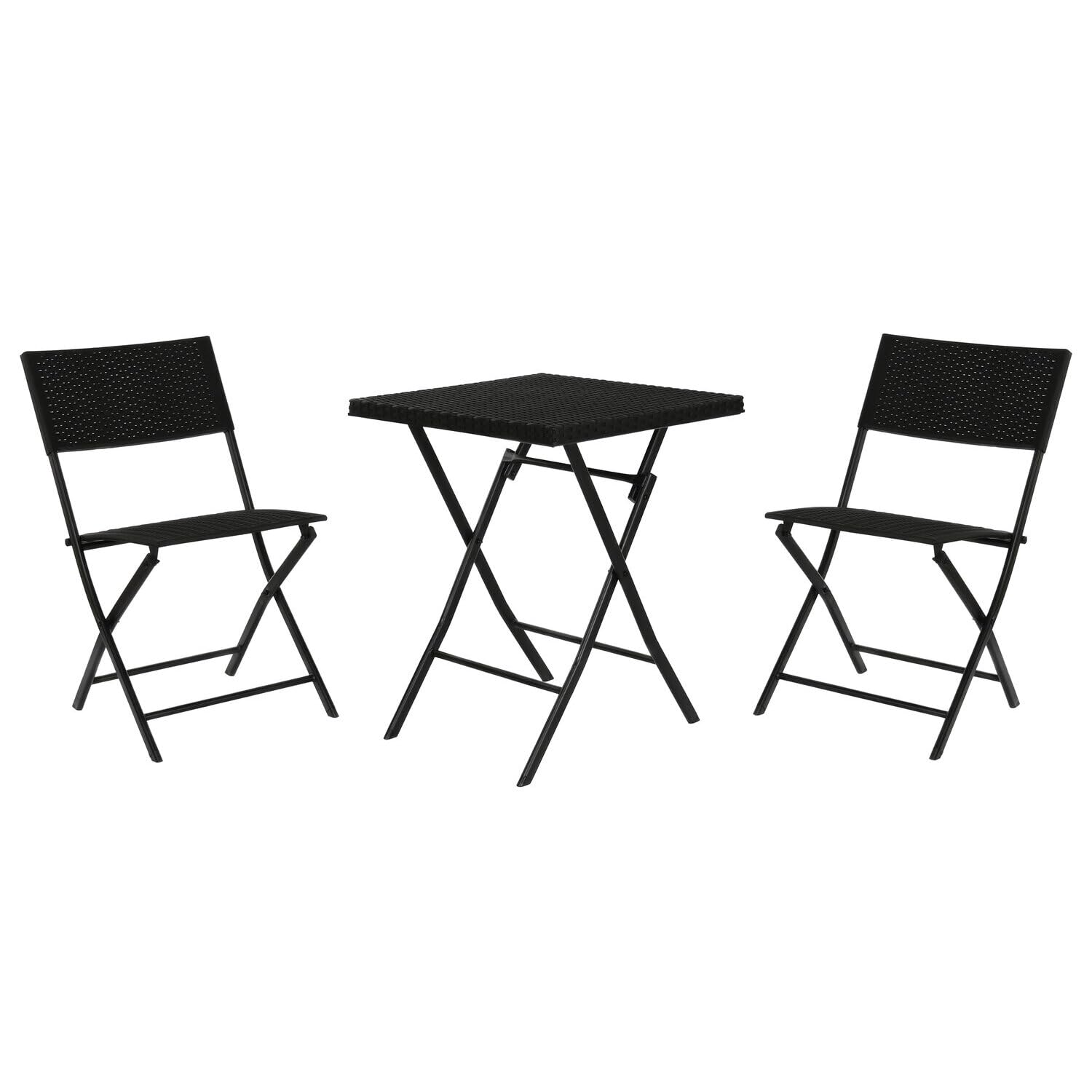 Table set 3 rotin synthétique pour un petit-déjeuner en terrasse et café cosy au soleil