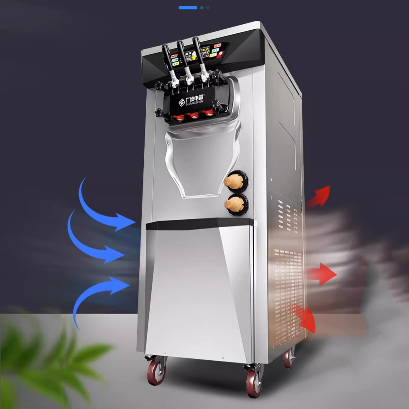 GRFIT heladera Ninja Máquina de Helado Comercial, máquina de Helado Completamente automática, Tienda de té de la Leche, máquina de Helado, máquina de Cono Dulce Heladera