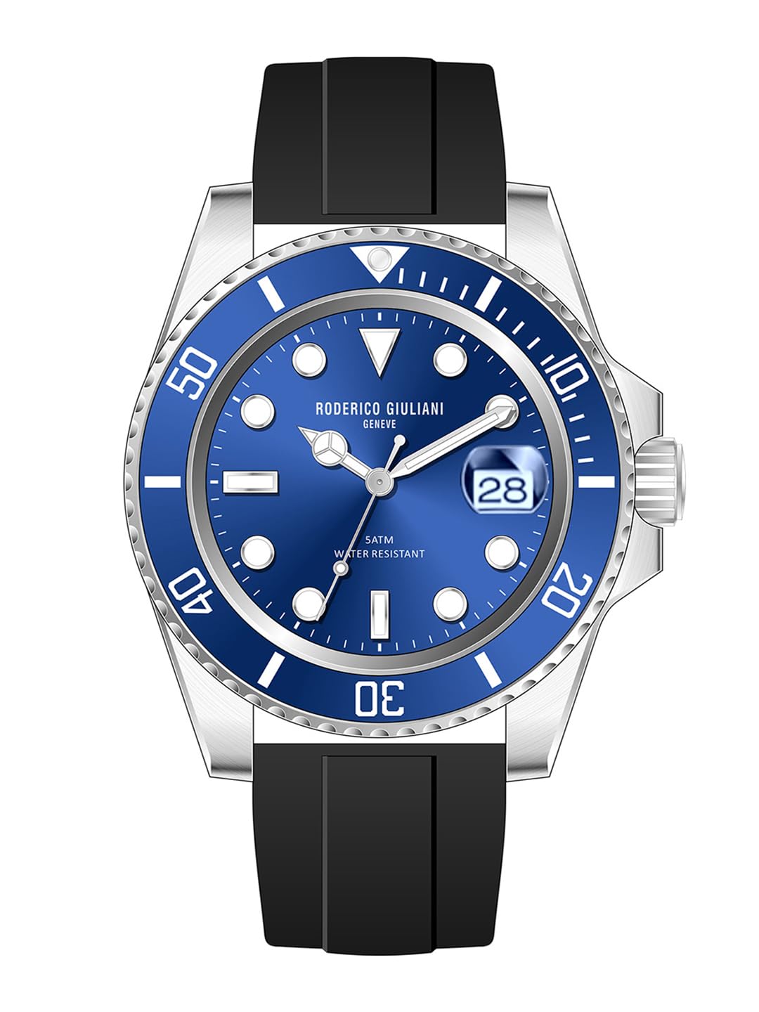 RODERICO GIULIANI Analog Blue DIAL Silver CASE Blue Bezel Silicone Strap Mens Watch MSLA-7404 (B0CTRTYL8S) Amazon Price History, Amazon Price Tracker