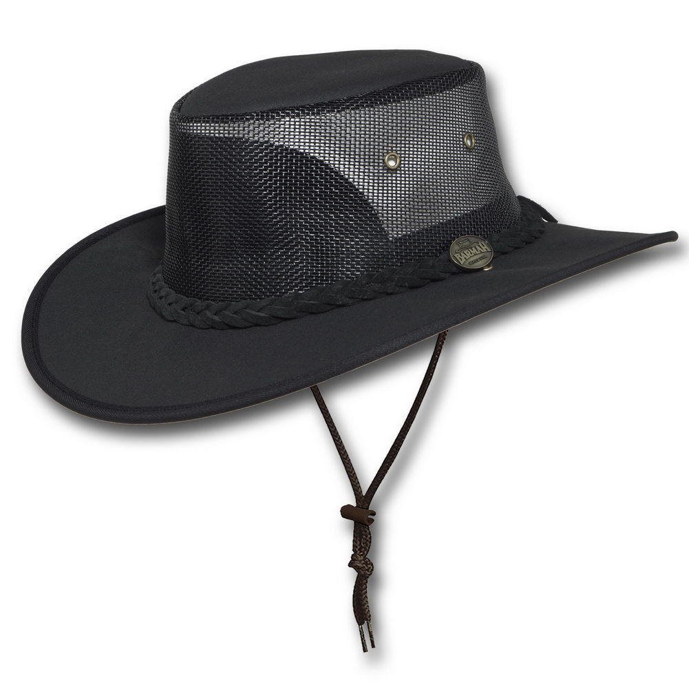 Barmah Hats Canvas Drover Hat 1057BE / 1057KH / 1057BR / 1057BL - Black - Medium