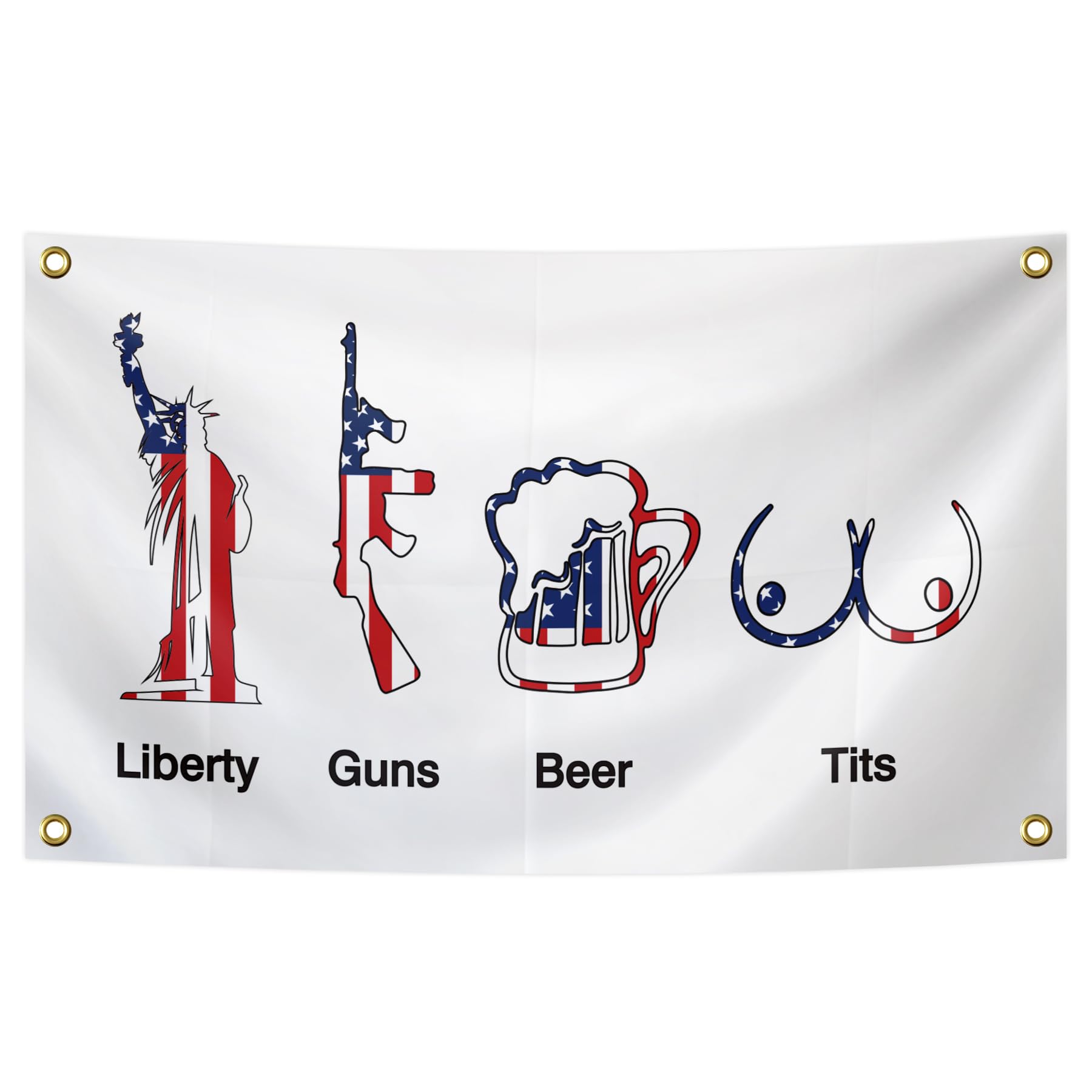 Drapeau Bannière 'Liberté Bière Fusils' – Déco Patriotique Américaine, Résistant Aux Intempéries