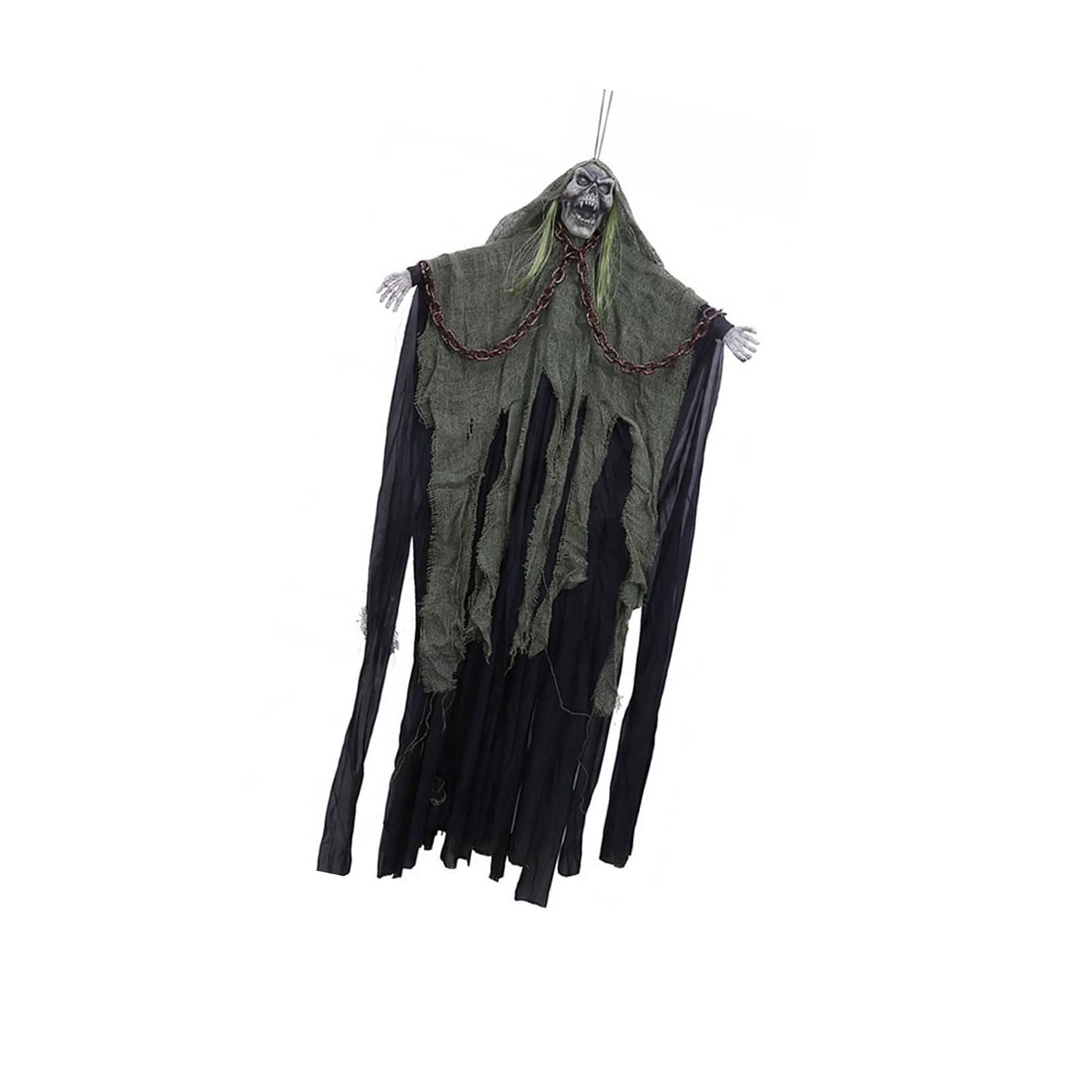 NVOQILIN Frightening Glowing Screaming Skeleton Specter Hanging Decoration Eerie Halloween Accessory for Halloween Party Childproof Horror Night Props