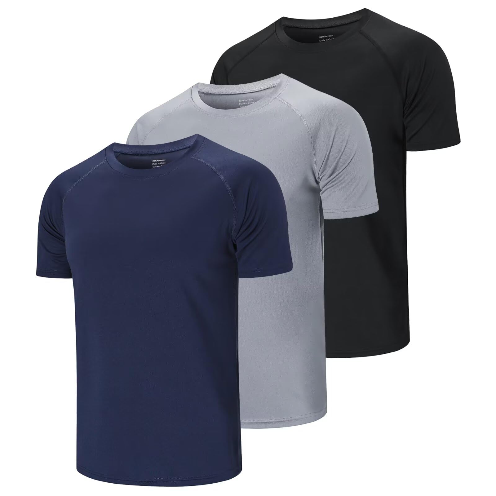 3 Pack Gym Shirts Men Quick Dry Running Tops for Men Breathable Sport T Shirts Moisture Wicking Workout Training Short Sleeve Tops