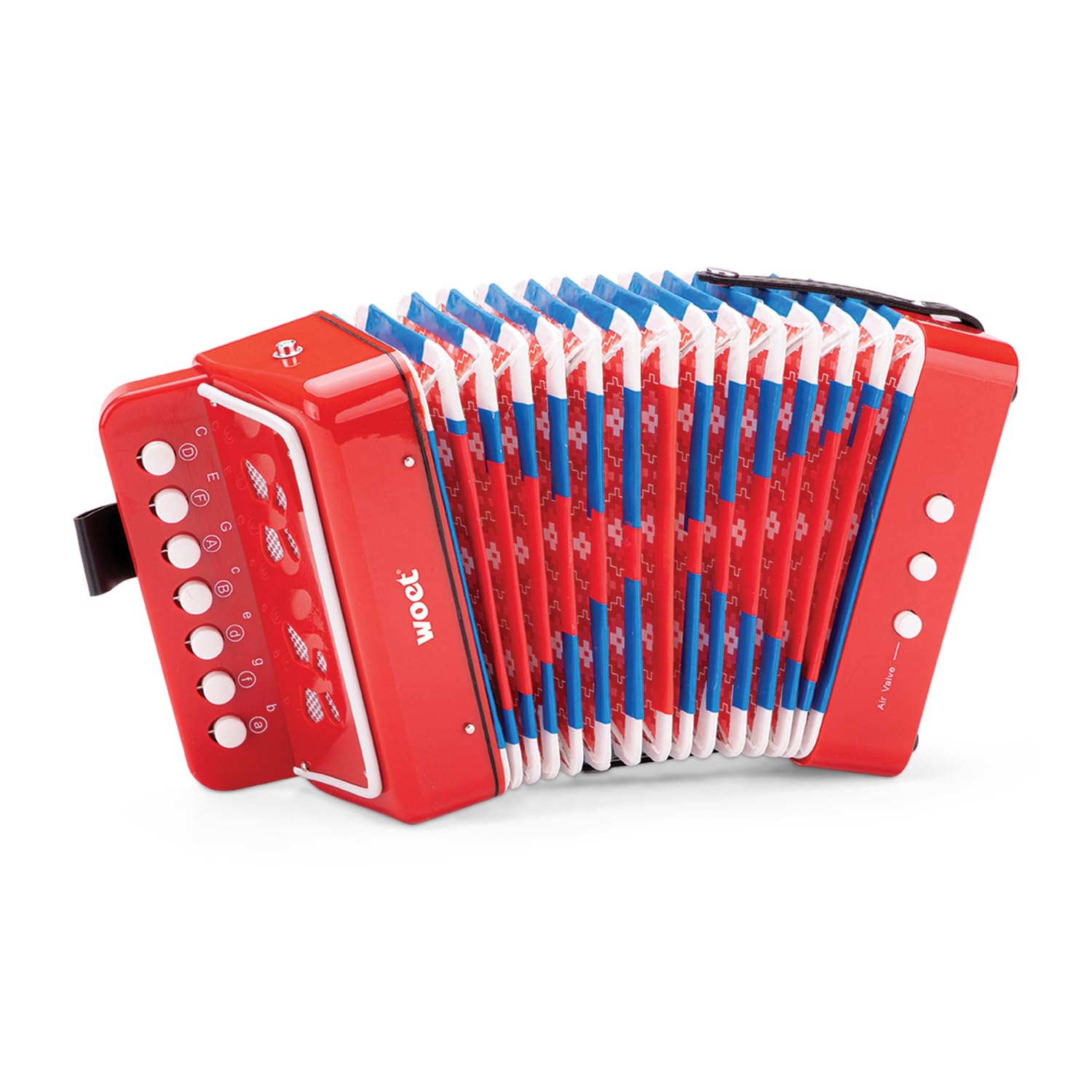 Woet® Acordeón de Juguete Rojo para Niños, Instrumento Musical con Libro de Canciones y 8 Canciones, Juguete Educativo para Principiantes, Desarrollo Musical, A Partir de 3 Años