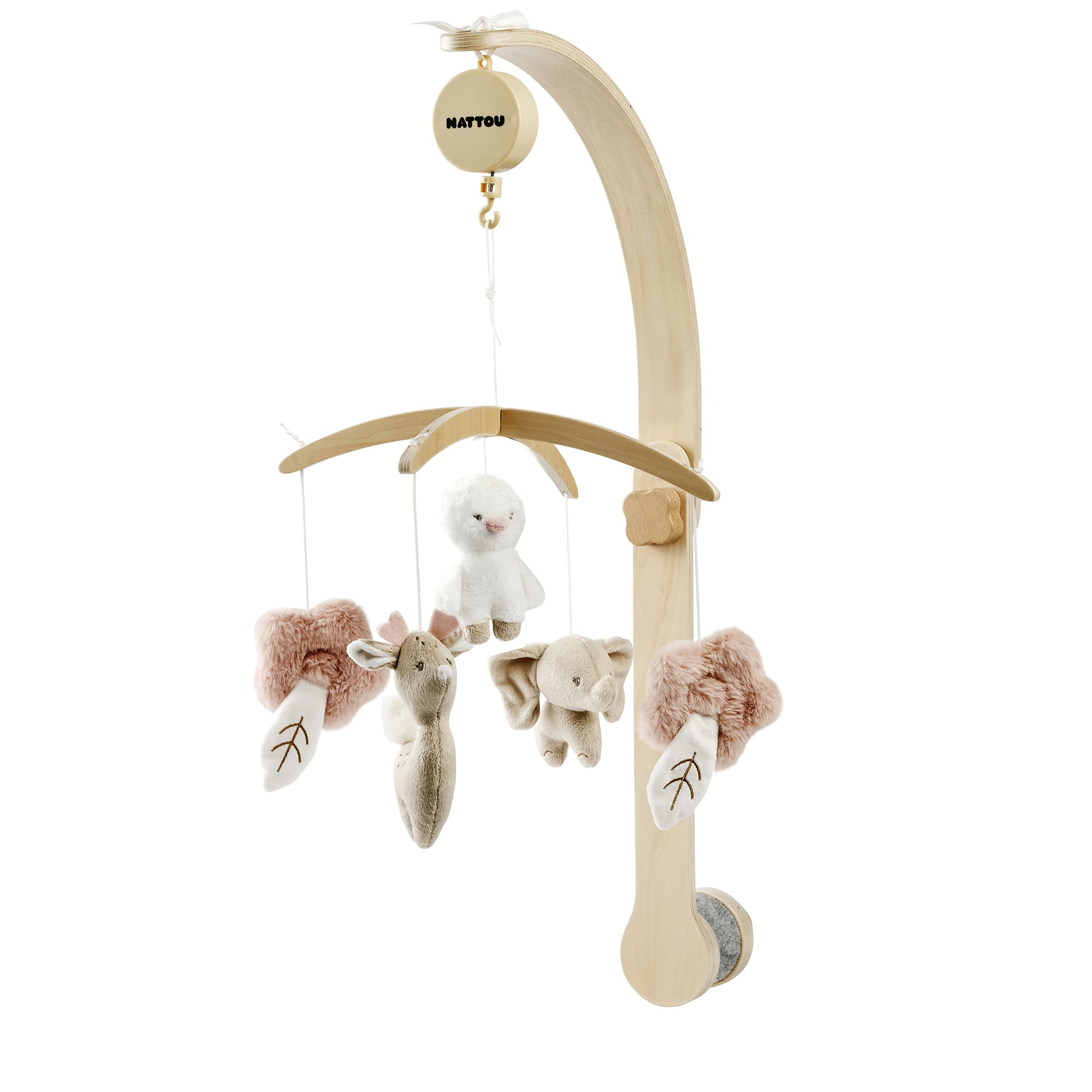 Nattou Mobile avec boîte à musique, berceuse douce « La-Le-Lu » en polyester/bois, pour fan de fan, beige