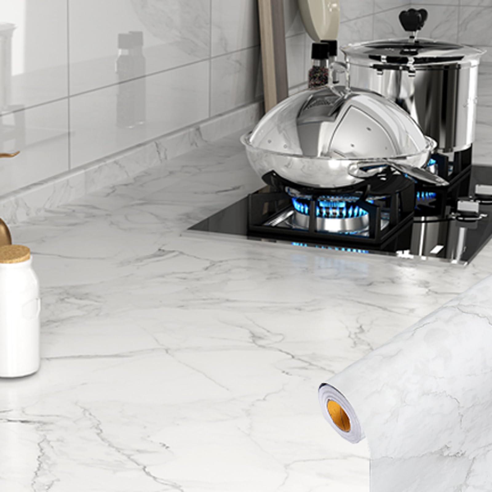 Foelanne Style D Back Self Adhesive Wallpaper, Marble Contact Paper Pet Self-Adhesive Heat For Kitchen Multicolor 60Cmx5-30M(,60Cm*10M)