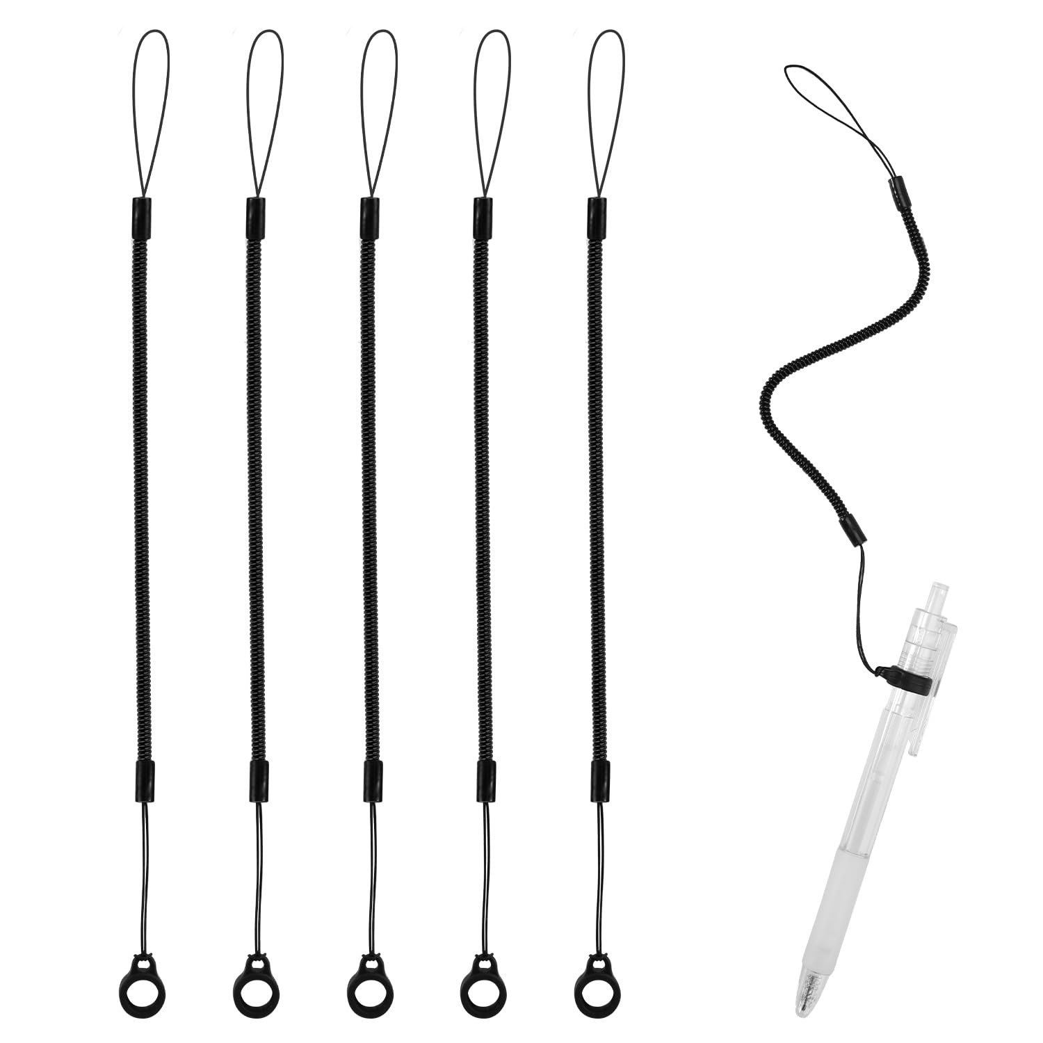Lot de 5 cordons élastiques en silicone rétractables pour stylet tactile anti-perte de tablette stylo spirale vers attache stylo à dessin à écran tactile
