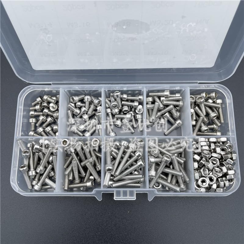 Lilianos 340pcs/Box M3 Hex Socket Screws Bolts Nut Stainless Steel Cap Head Screw Set Fastener Assortment Kit Repair Tools Set Hot