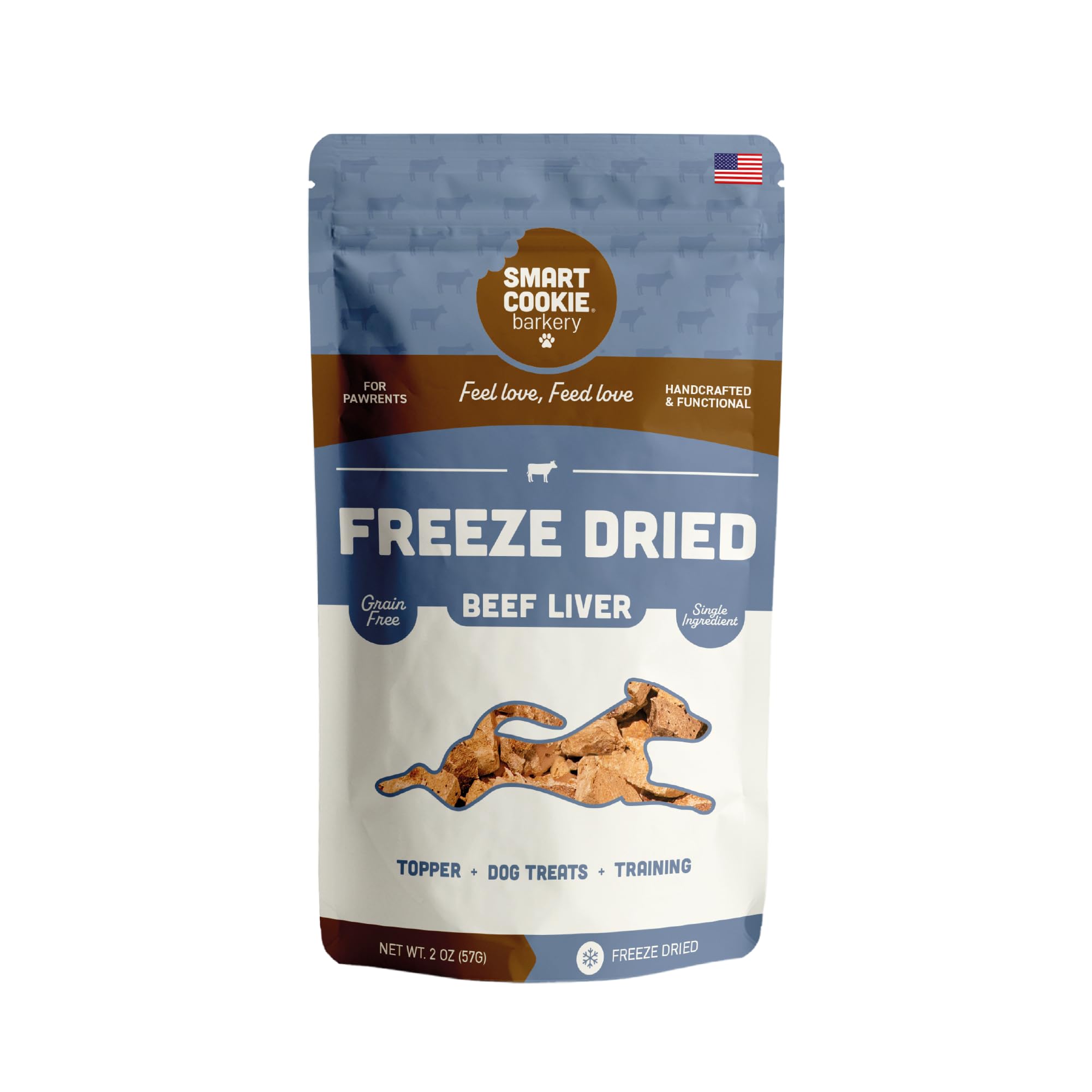 Smart Cookie Freeze Dried Beef Liver Bites - Single Ingredient Beef Liver Dog Treats - Low Calorie Training Treats for Dogs - 2oz Bag, 1 Pack