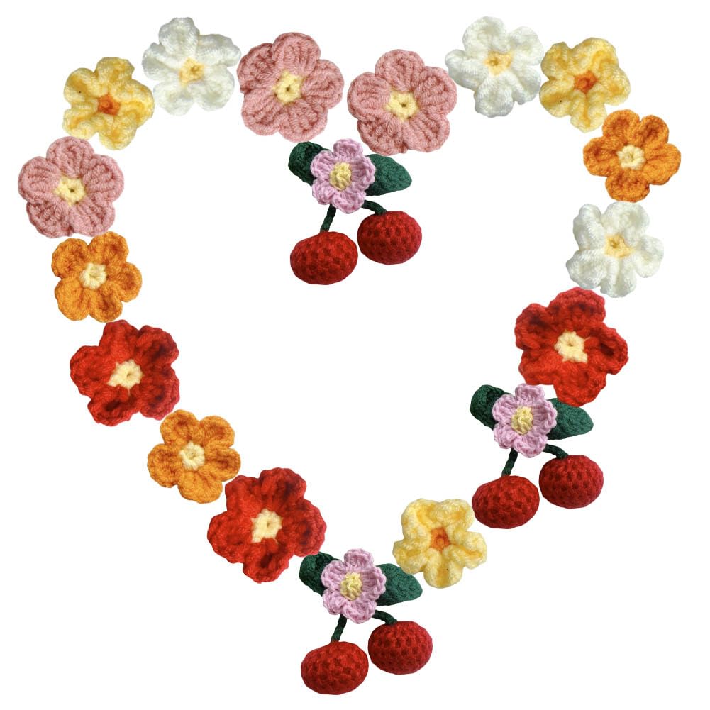 Adornos de flores tejidas a mano para costura y decoración de manualidades textiles