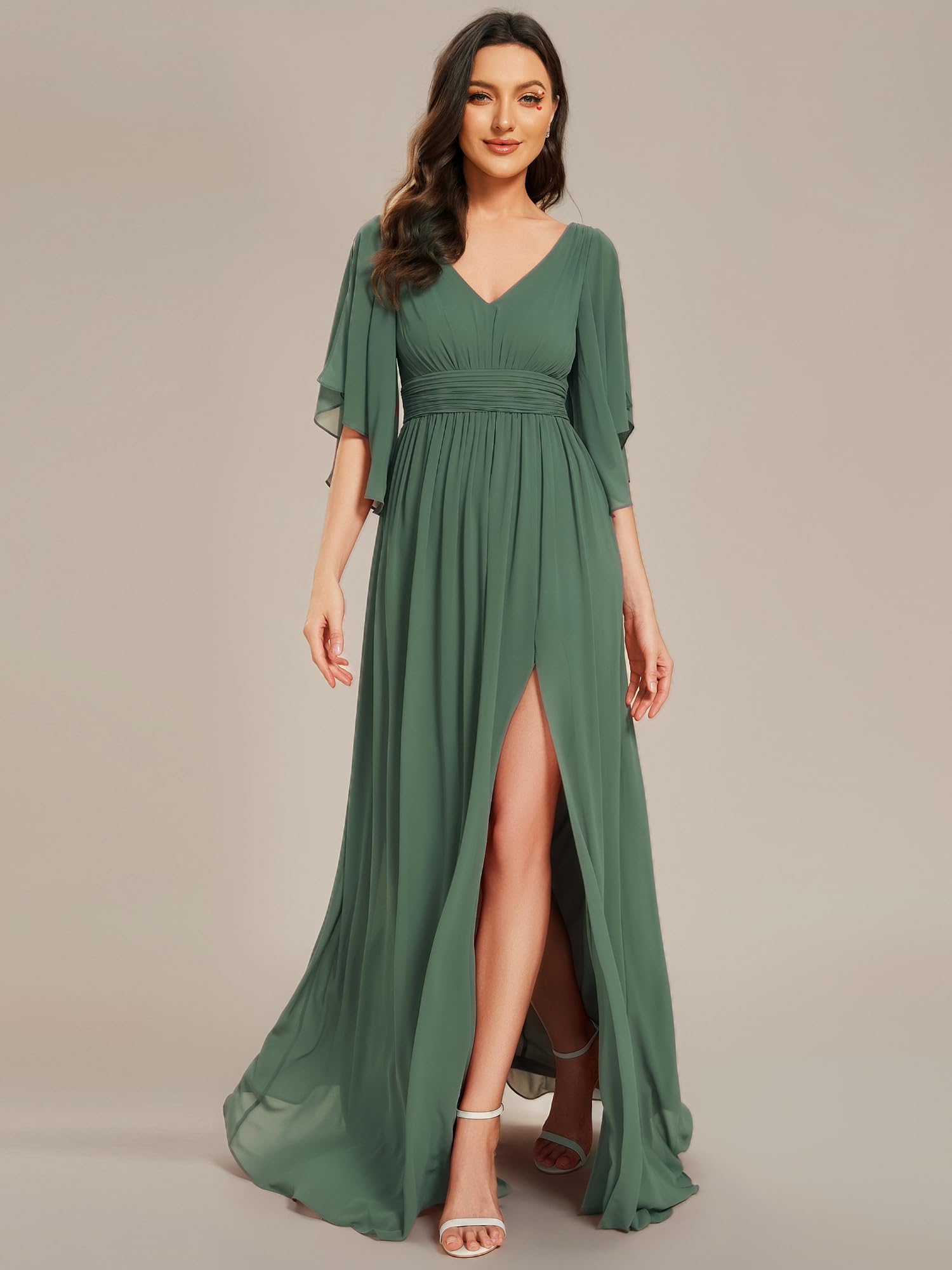 Ever-Pretty Brautjungfernkleider Lang Chiffon Sommer Maxi Elegantes Abendkleid ES01886