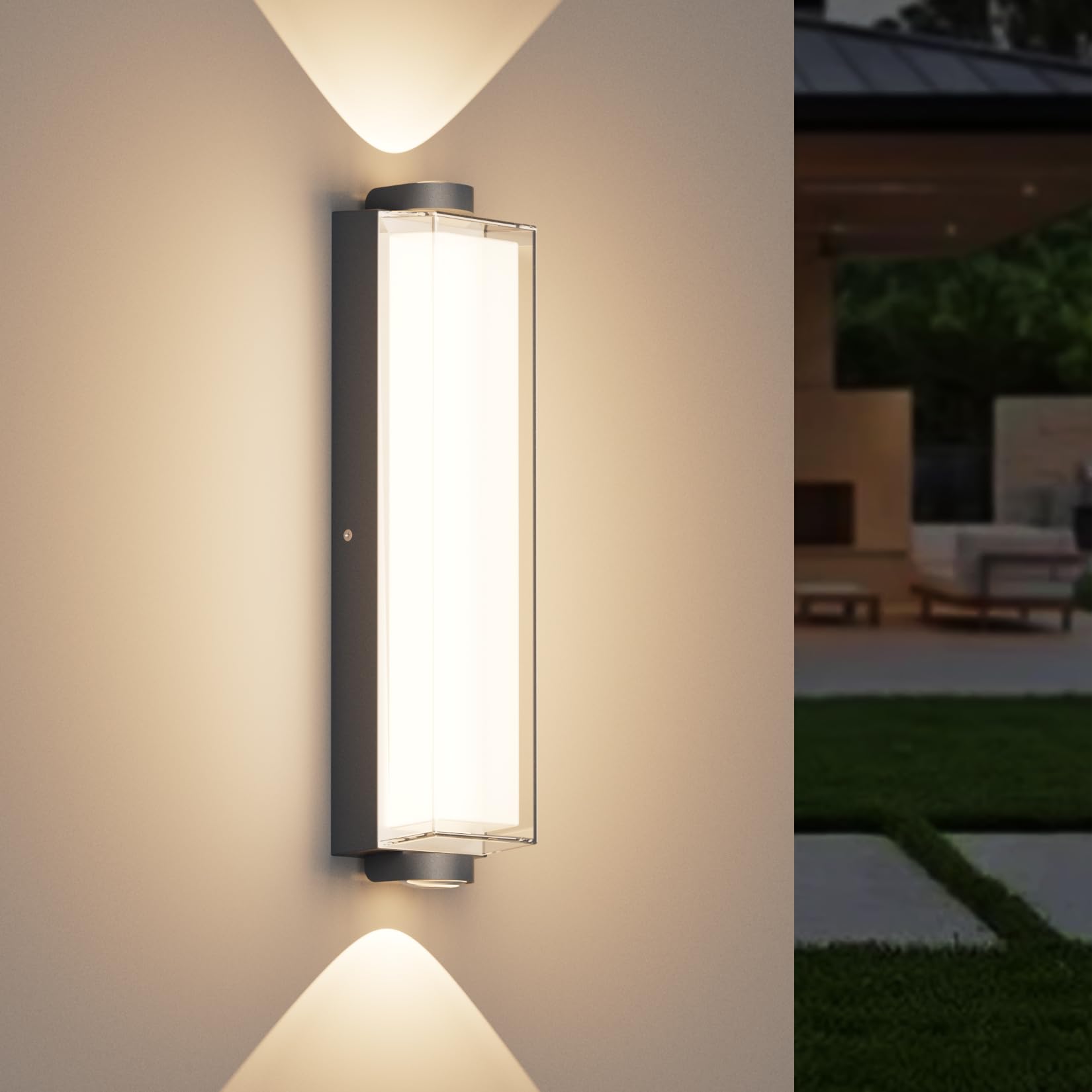 36W Außenwandleuchte LED Außenlampe, Anthrazit, Warmweiß 3000K