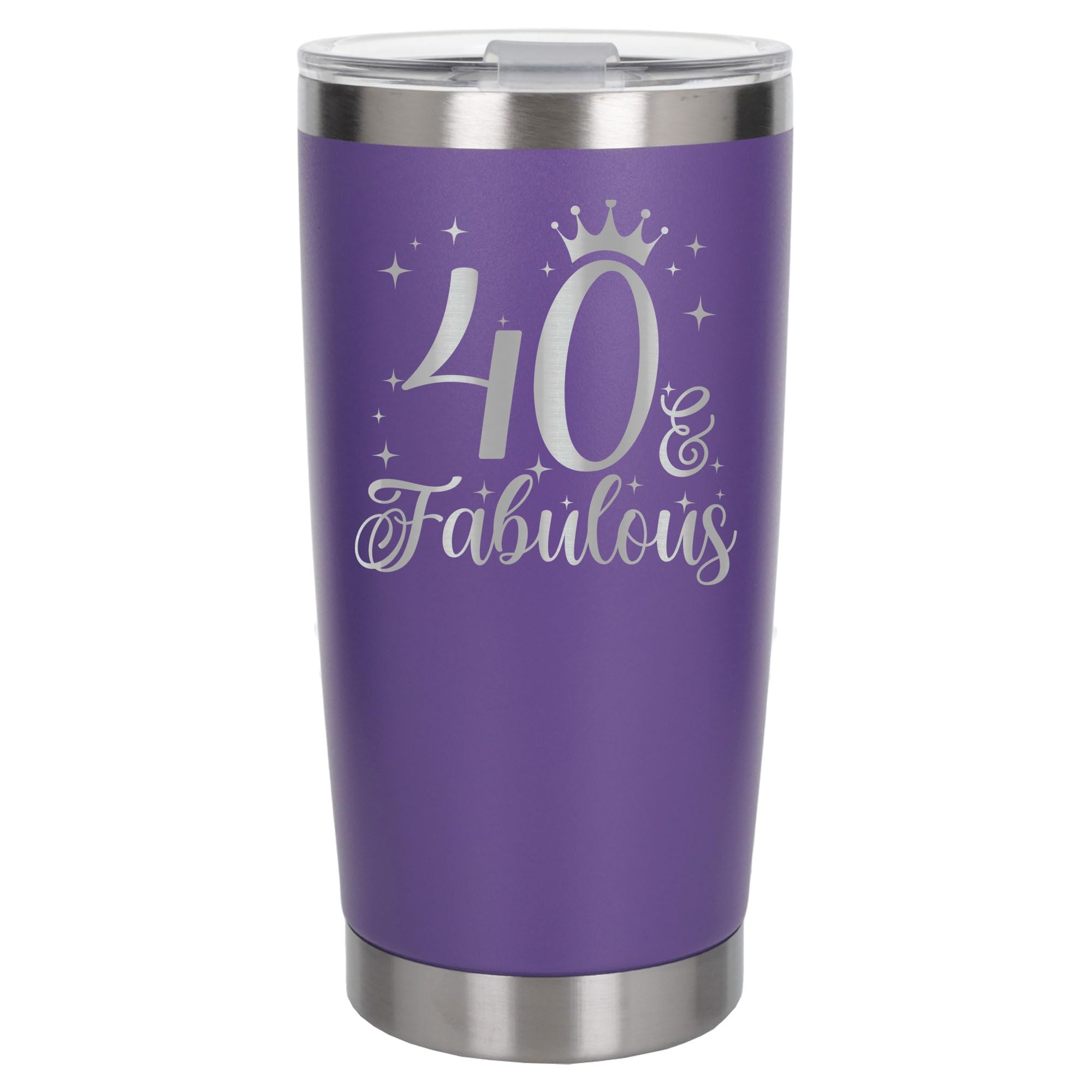 Always Looking Good 40th Birthday Gift 40 & Fabulous Engraved Insulated Travel Mug Gift for Her Present for 40 Year Old Purple Thermal Coffee Flask Travel Mugs with Lids