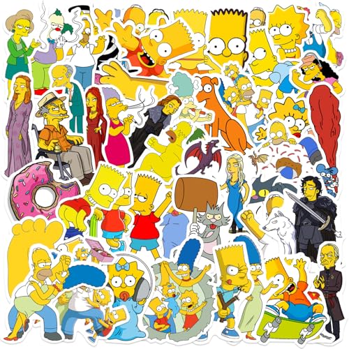 50 peças adesivos Os Simpsons para crianças, adolescentes e adultos, decalque de filme de vinil à prova d'água para garrafa de água, skate, guitarra, estojo de viagem, bicicleta, laptop, para-choque