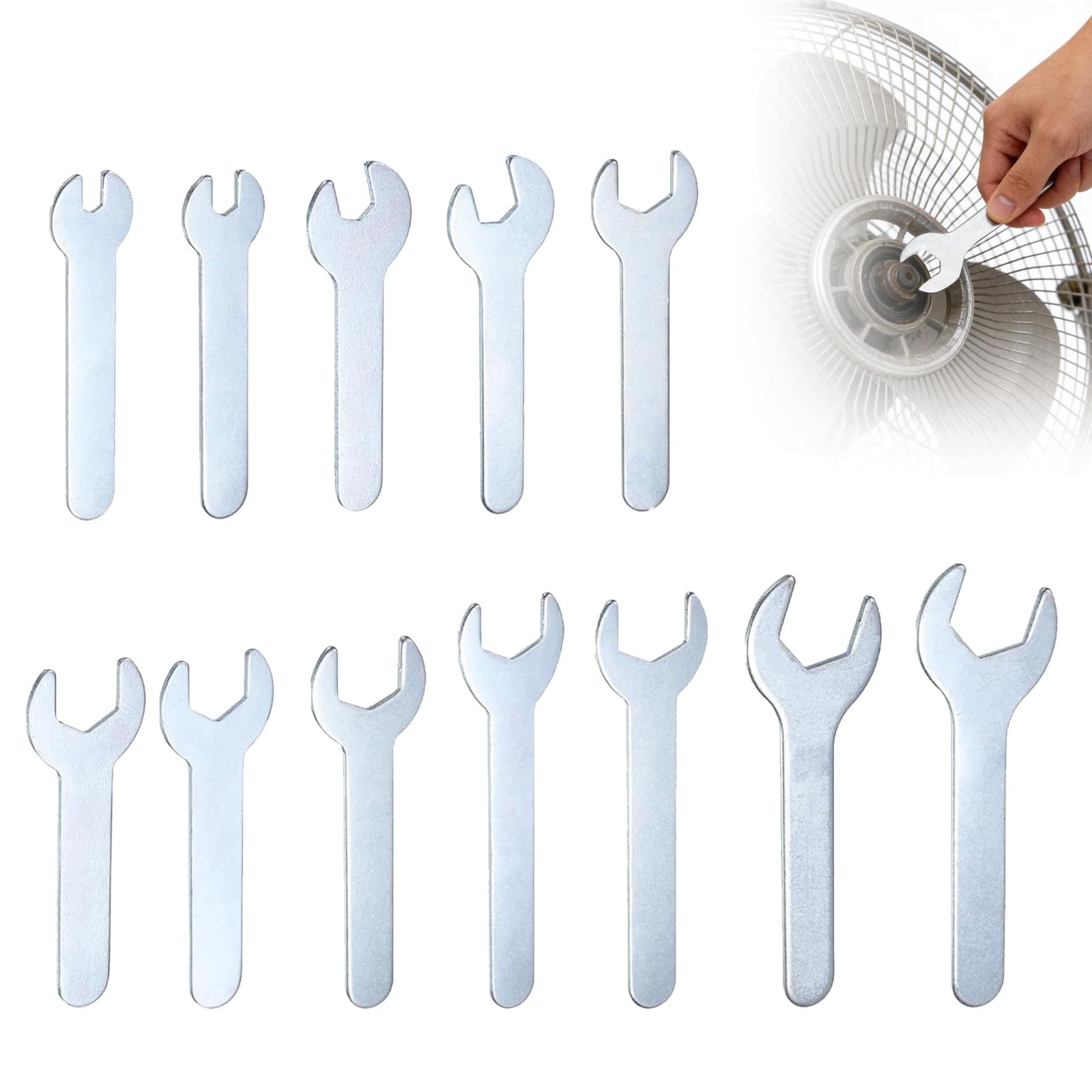 Xiansini 12 PCS Thin Open End Wrench, 4/5.5/7/8/11/12/13/15/17/19/22/23mm Mini Wrench Sets for Household Maintenance, Metric U-Shaped Single Open End, Small Ratchet Spanner Sets for Industry Machine
