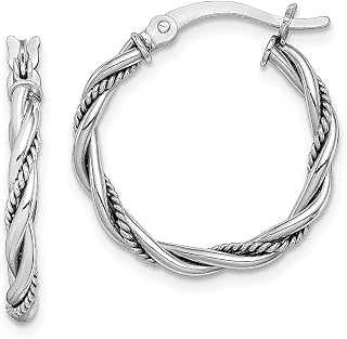 Conjunto de brincos de argola torcida de prata esterlina 925 2 x 20 mm, joias finas redondas para mulheres, presentes para ela, Prata esterlina