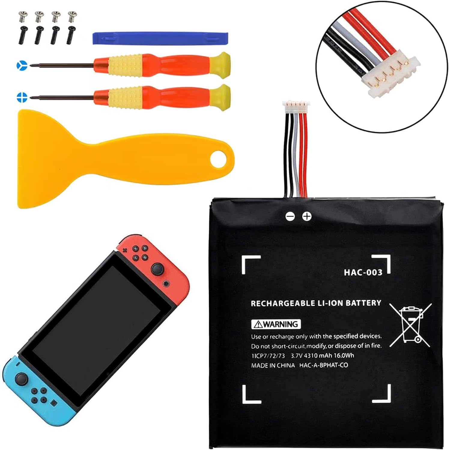 Pickle Power 4310mAh HAC-003 Batteria Ricambio per Nintendo Switch Console HAC-001 HAC-A-BPHAT-C0, HAC-S-JP/EU-C0