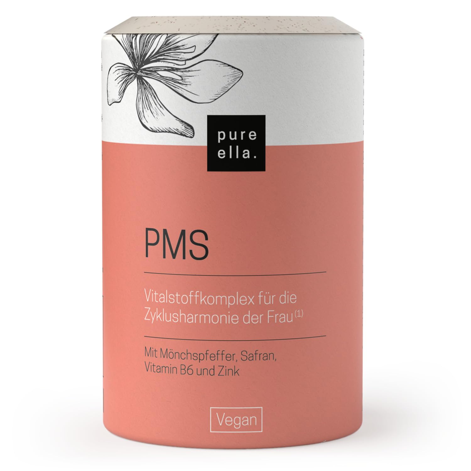 Pure Ella Vitalstoffkomplex für Frauen - Enthält Mönchspfeffer, Frauenmantel, Safran, Vitamin C, B6 & Zink - Für die Zeit vor der Menstruation - Natürlich, hormonfrei, vegan - 60 Kapseln