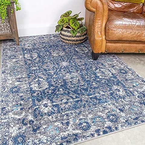 Luxury Affordable Navy Moroccan Distressed Rug Cover