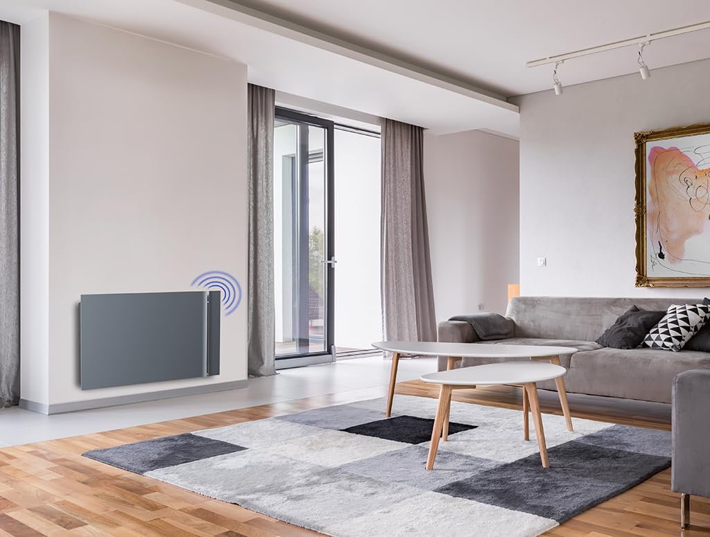 Radialight KYOTO Dual-Therm Radiateur et convecteur électrique ultra-plat avec Wi-Fi inclus (2000 W, gris anthracite)