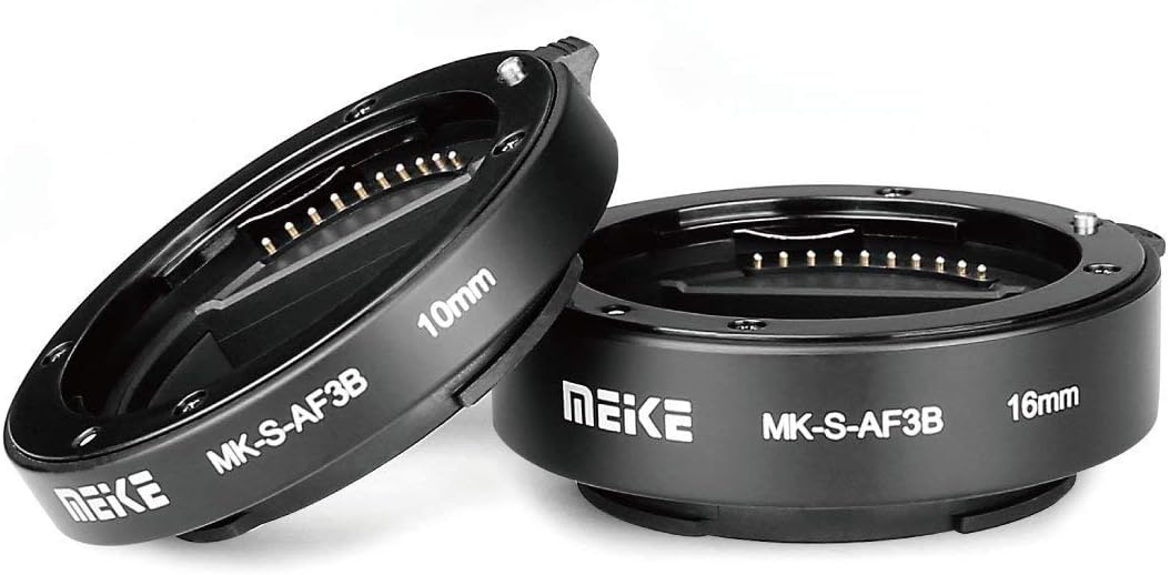 MEIKE MK-S-AF3B Plastic Auto Focus Macro Extension Tube Adapter Ring 10mm 16mm for Sony E-Mount FE-Mount Mirrorless Camera A7 A7M2 NEX3 MEX5 NEX6 NEX7 A5000 A6000 A6300 A6500 A9 etc (S-AF-3B)