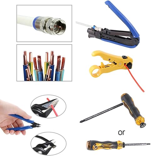 Miniatura 7 de Hilitchi Herramienta de compresión coaxial 5 en 1 con manual de instrucciones (idioma español no garantizado), cable coaxial, pelacables RG6, RG59,