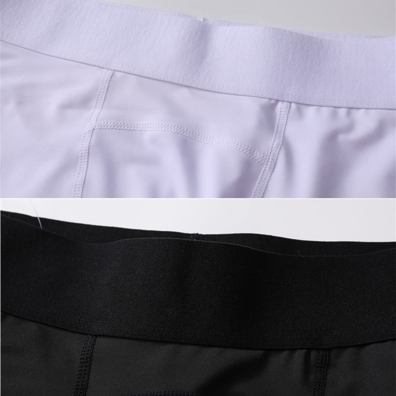 Herren Kompressionshose 3/4 Hose Mit Einem Bein Cool Dry Baselayer-Leggings Für Radfahren, Yoga, Boxen, Fitnessstudio, Laufen (Black+White,XL)