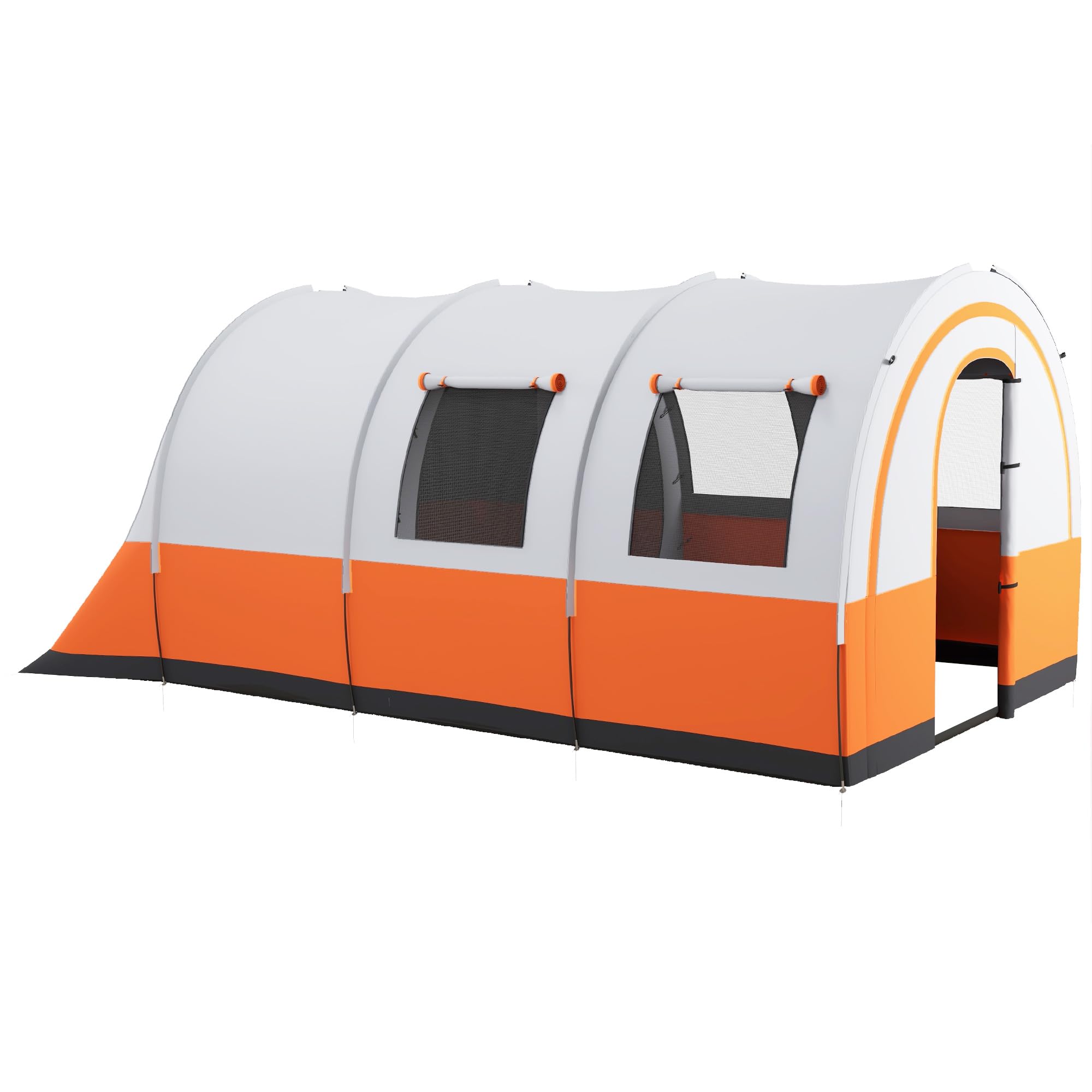 Outsunny Camping Tent, 3000Mm Waterproof Family Tent For 5-6 Man, Orange