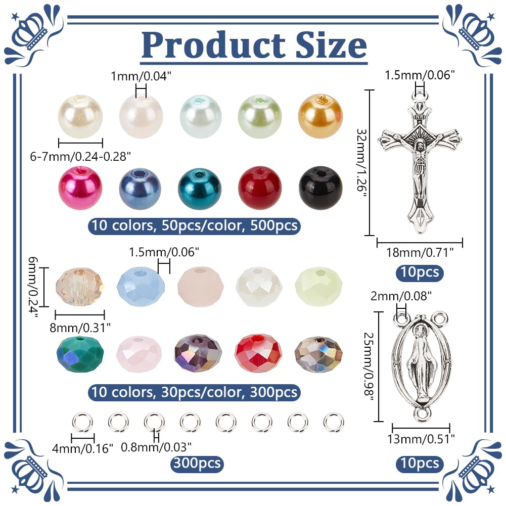 NBEADS Rosary Making Kit 1120 Pcs Necklace Making Set Rosary Prayer Making Supplies Necklace Set Cross Beads Kit for Rosary Easter Bracelet Necklace Jewelry Making
