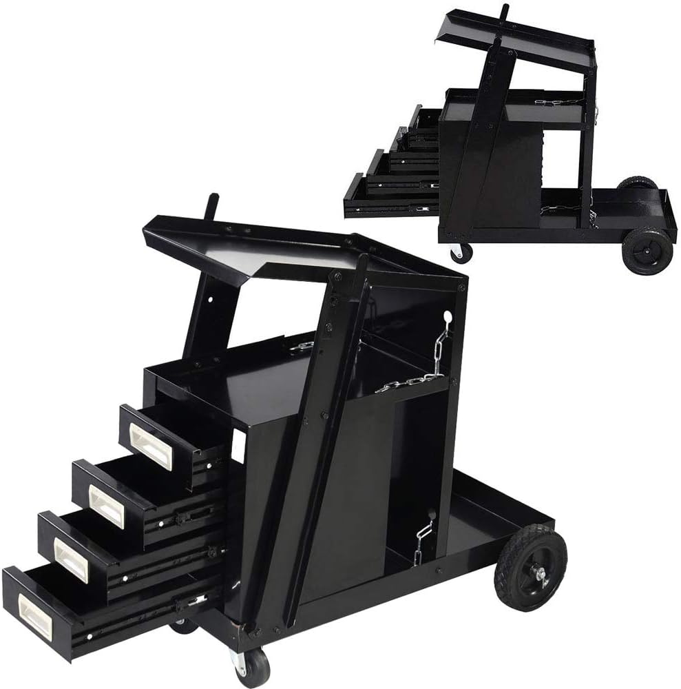 Nеw Prоduсt Goujxcy Welder Cart,Portable 2-Tier 4-Drawer Cabinet Welding Cart Heavy Duty Rolling Workshop Organizer Welding Cart, 100 LB Capacity Uр Tо 50% оƒƒ Goujxcy Welder Cart,Portable 2-Tier 4-Drawer Cabinet Welding Cart Heavy Duty Rolling Workshop Organizer Welding Cart, 100 LB Capacity
