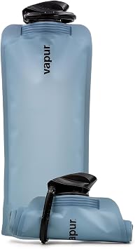 Vapur Collapsible Water Bottle with Carabiner - 34oz 1L, Blue Steel - Flexible and Lightweight Water Bottle for Travel, Concert, Hiking, and Outdoor Adventures - BPA-Free, Dishwasher-Safe, Freezable