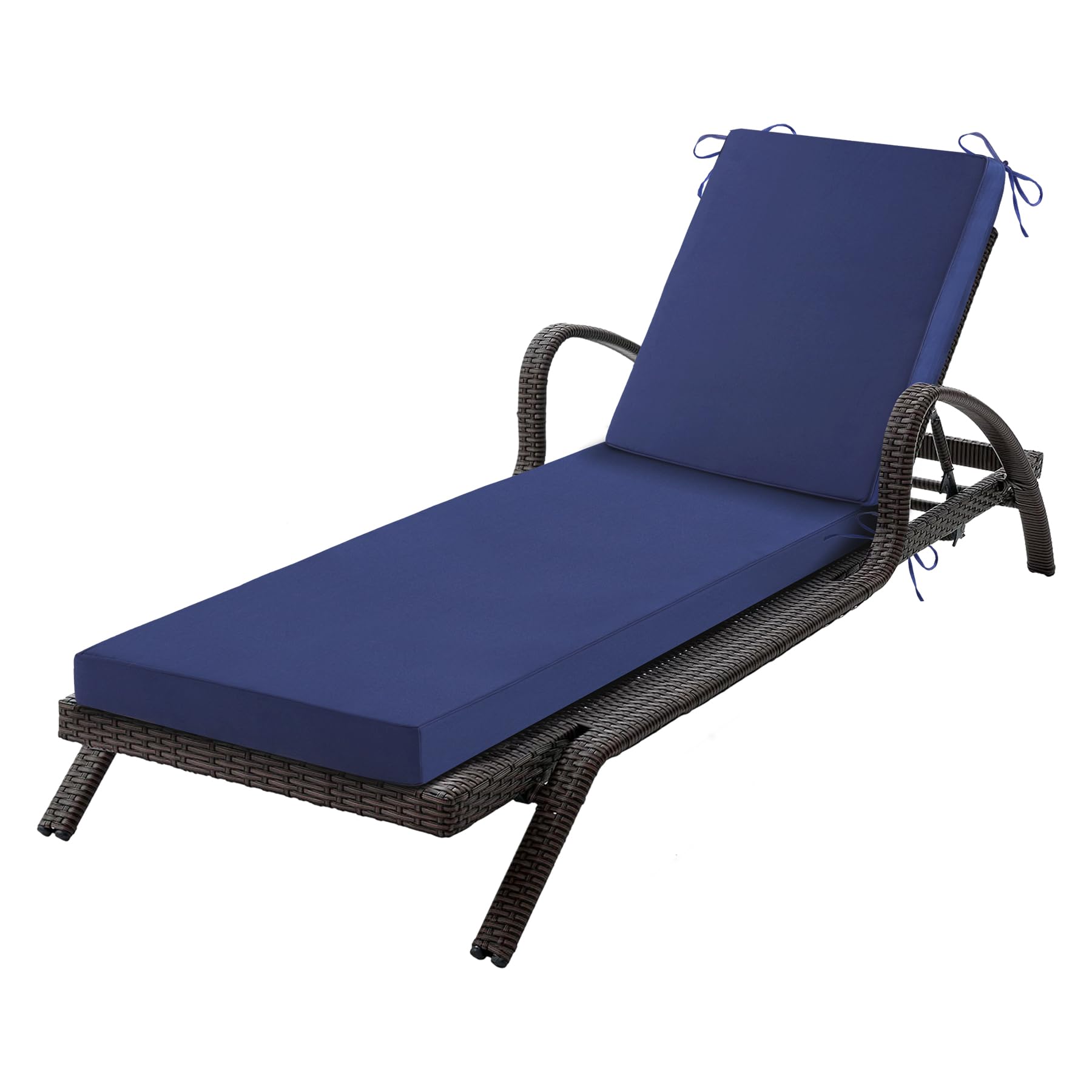 Photo 1 of Aegisun Chaise Lounge Cushions Outdoor, 72x 21x 3 Inch Waterproof & Fade-Resistant Lounge Chair Cushion, Outdoor Chaise Cushion with Removable Cover & Ties for Lawn, Patio, Pool & Beach, Navy Blue