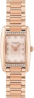 COACH Women's Reese 2H Quartz Watch, Petite Rectangle Case, Stainless Steel Link Bracelet with Crystal Accents, Timeless Minimalism for Every Day - Gift for Her