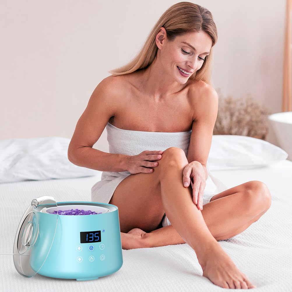 Scaldacera Professionale, Cera Brasiliana Kit con Riscaldamento del Timer, Fornello di Siliconico Depilazione Barattolo Con Termostato e Cera Spatole