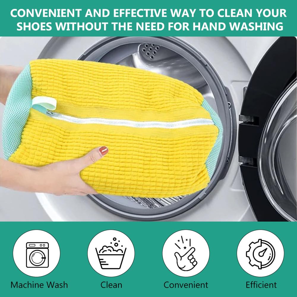 NICEWAT 2 Sacs Lavage Chaussures Machine à Laver Avec Embauchoirs Réglables - Nettoyage 360°