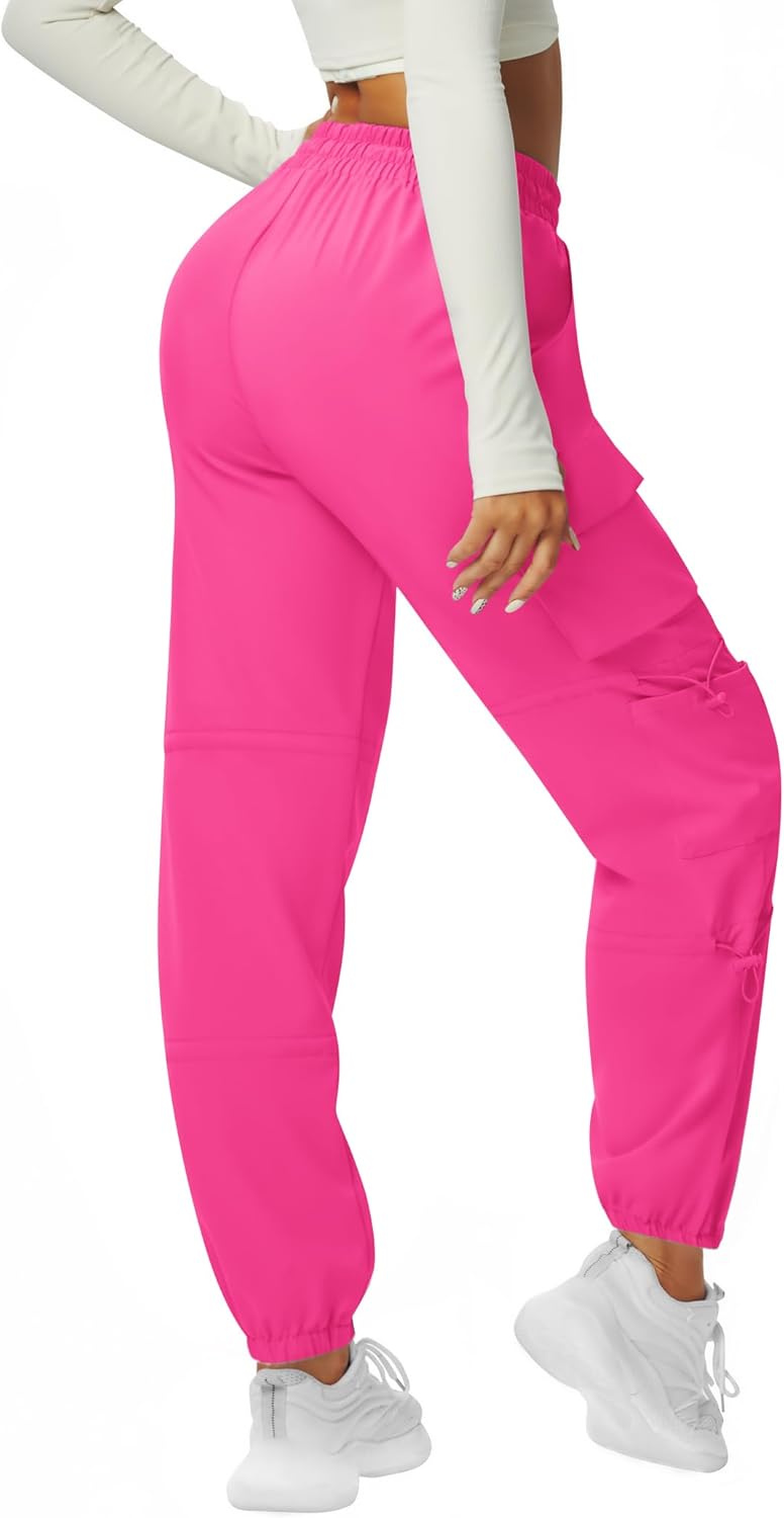 Quick Dry Cargo Pants Lightweight Tactical Hiking Pants with 6 Pockets for Women, Elastic Waist and Water Resistant - Image 4